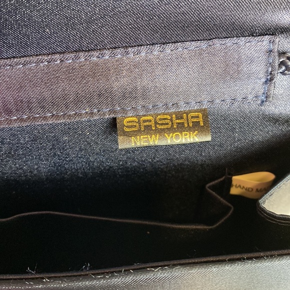 Sasha New York navy satin evening purse. - Picture 6 of 11